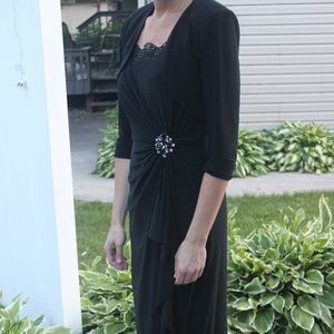 Laura Long Black Evening Dress with Jacket